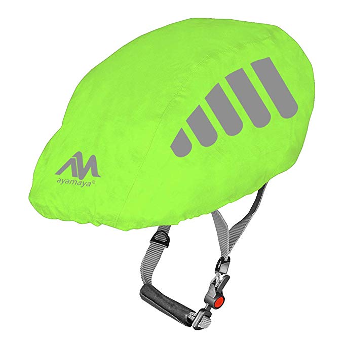 AYAMAYA Bike Helmet Cover with Reflective Strip, High Visibility Waterproof Cycling Helmet Rain Cover, Universal Size Windproof Dustproof Breathable Road Bicycle Helmet Water Snow Cover Ride Gear
