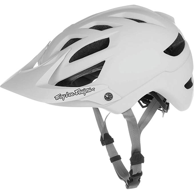 Troy Lee Designs A1 Drone Adult All-Mountain Bike Helmet with TLD Shield Logo (White, XSmall/Small)