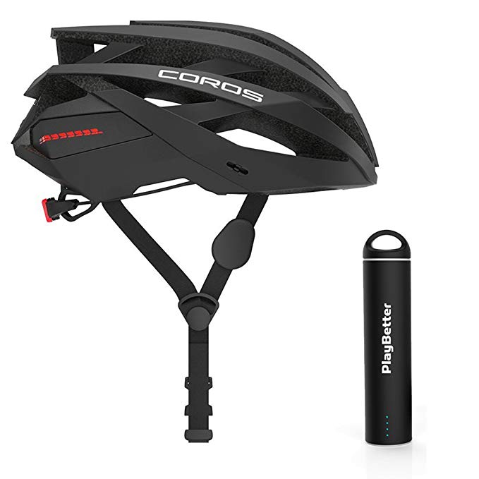 PlayBetter Coros OMNI Smart Cycling Helmet Bundle with Portable Charger | Bone-Conducting Audio via Bluetooth, LED Tail Lights | Polycarbonate Shell, EPS Protection