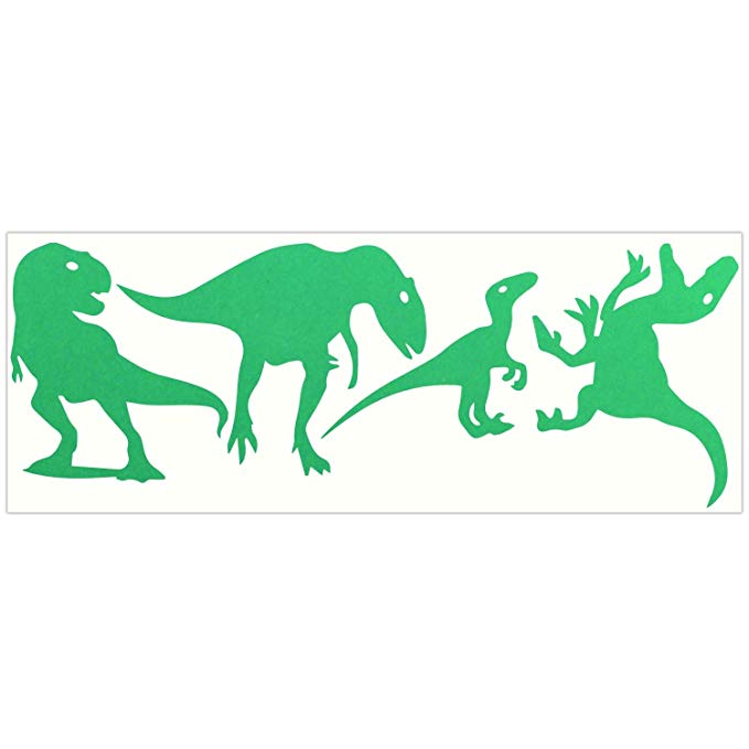 LiteMark Dino Pack 3 Reflective Assorted Dinosaur Sticker Decals for Helmets, Bicycles, Strollers, Wheelchairs and More - Pack of 4