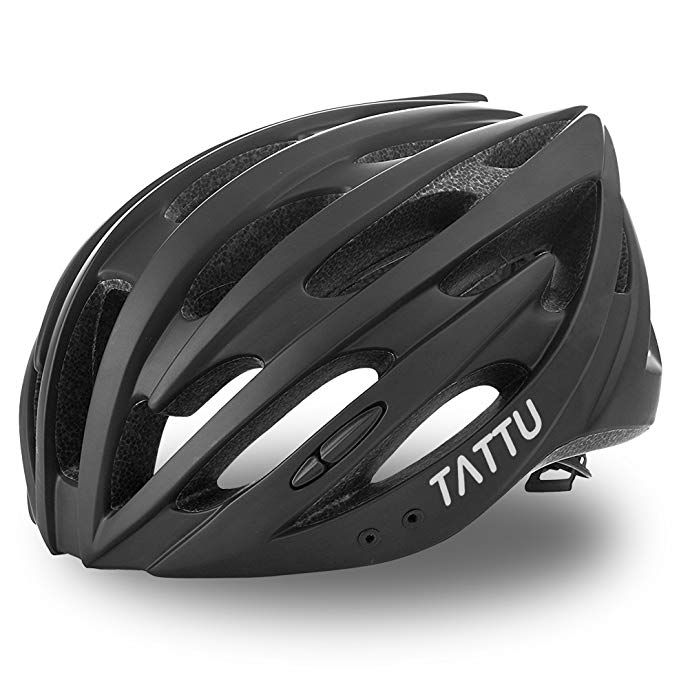 TATTU Ultralight Bike Helmet for Adult and Child with Detachable Visor, Airflow Cycling Helmet for Road Cyclist, Mountain Biker and Urban Commuter - Black S/M