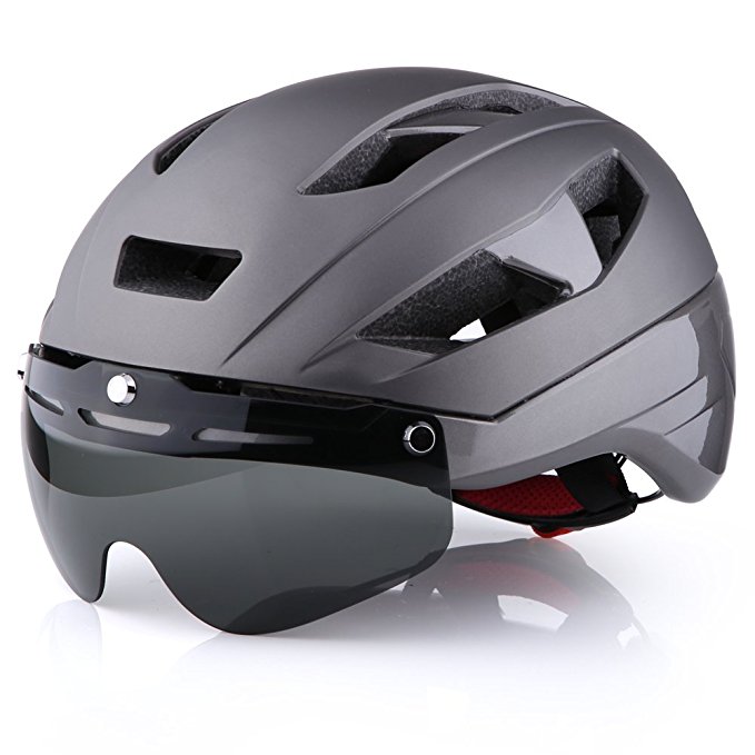 Base Camp Moon Road Bike Helmet with Removable Eye Shield Visor for Adult Cycling - Medium Size 21.75-23.25 Inches
