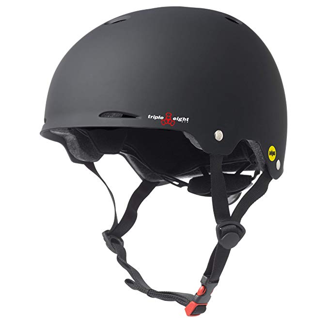 Triple 8 Gotham MIPS Helmet for Biking, Skating, Rollerblading, and Roller Derby, Black Rubber, S/M